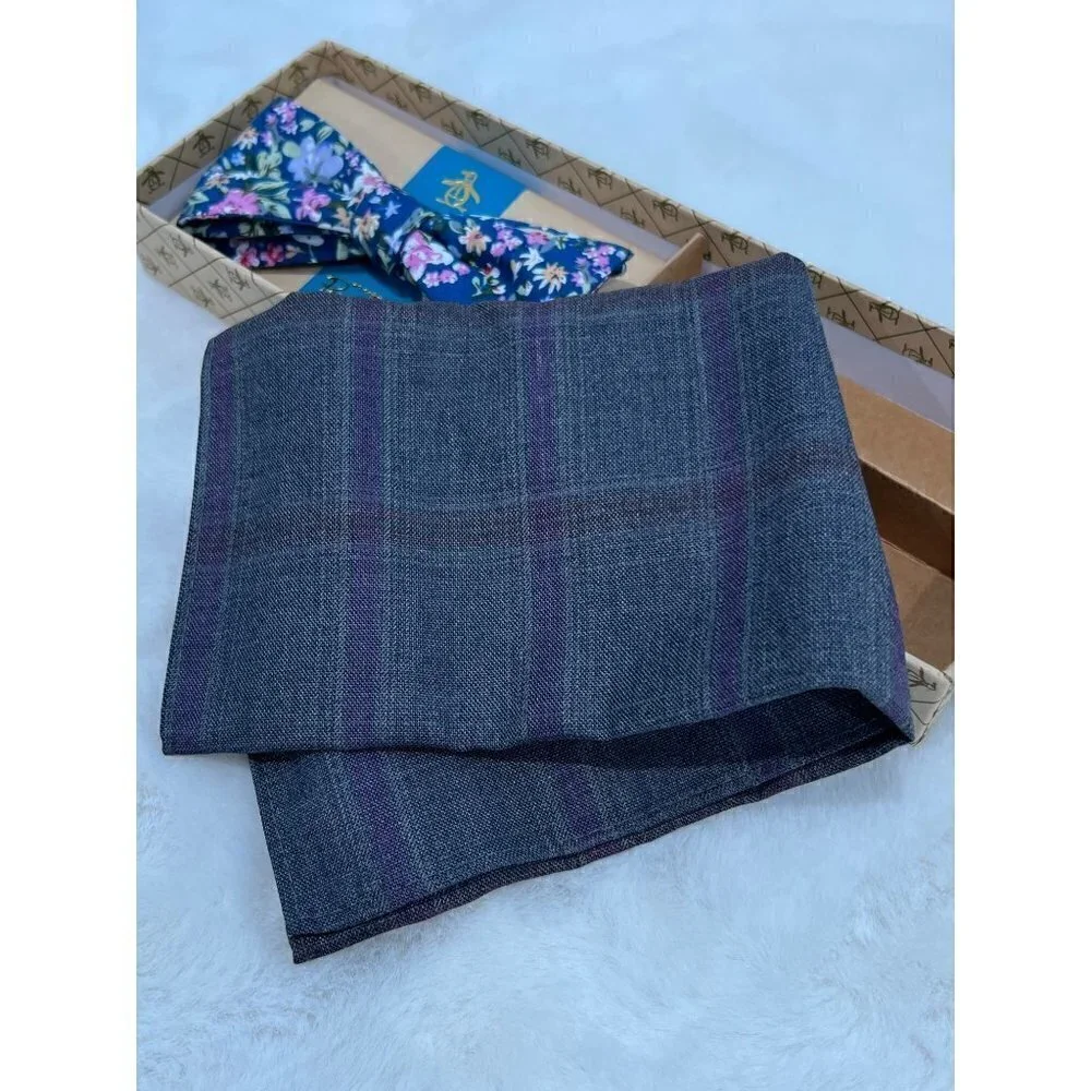 NWBD Penguin bow tie, pocket square/handkerchief set **lapel pin is missing**